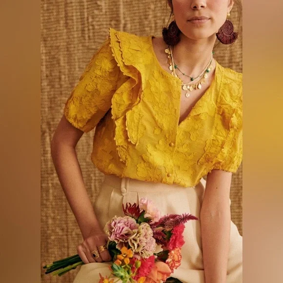 Sézane Jordanna Blouse in Ochre FR 36 / US 4 - Picture 5 of 10